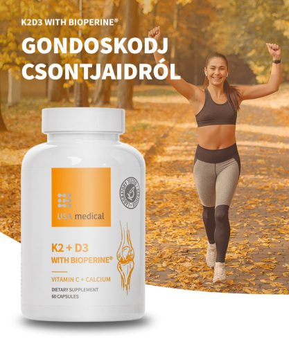 USA medical K2 + D3 kapszula Bioperine feketebors kivonattal | 60 db